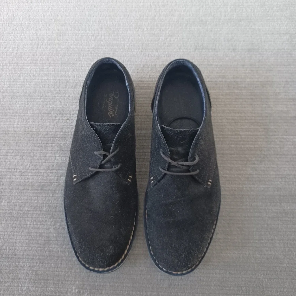Original Penguin Waylon Oxford Shoes Men 9.5 Black Suede Contrast Stitch Lace-Up